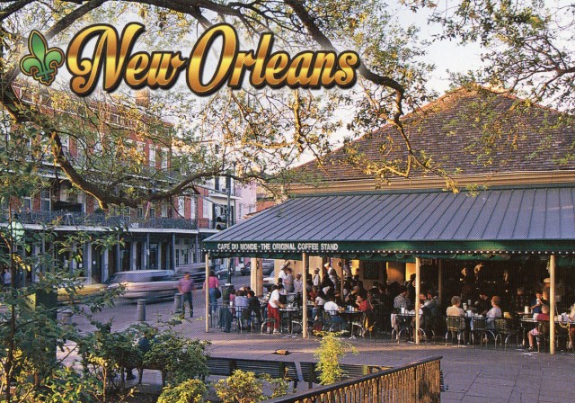 Mardi Gras Cafe du Monde postcard